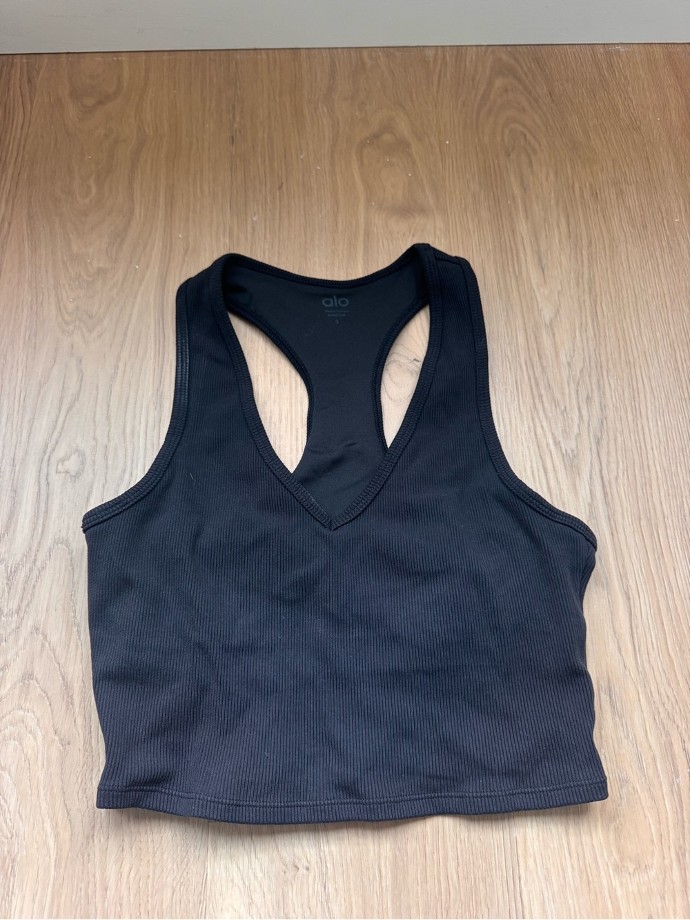 ALO Yoga Black Ribbed Racerback Tank Top